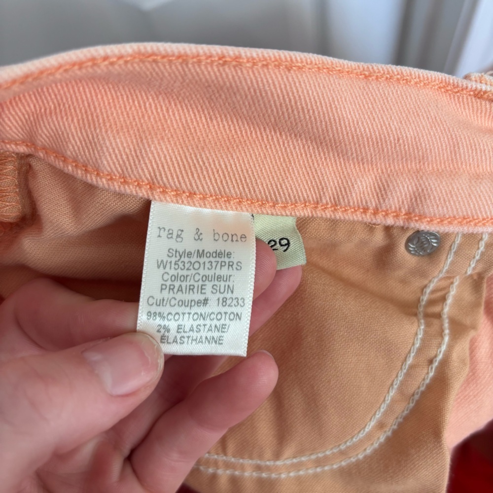 Peach High Rise Skinny Jeans | rag & bone Size 29 - Picture 7 of 12